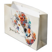 パーティー カラフル フラワー ギター ミュージック 楽器 ラージペーパーバッグ (裏面アングル)