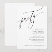 パーティー カリグラフィー おしゃれ ミニマル ブラック ホワイト 招待状 (正面/裏面)