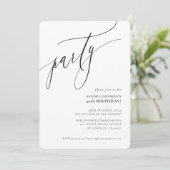 パーティー カリグラフィー おしゃれ ミニマル 黒 白 招待状 (スタンド正面)