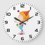 パーティー・キッド・ジャグリングカラフル・ボール ラージ壁時計 (正面)