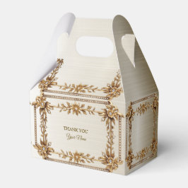 パーティー ゴールド オルネート レクタングル ダイヤモンド フラワーズ シャイニー フェイバーボックス