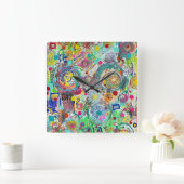 パーティー スクエア壁時計 (ホーム)