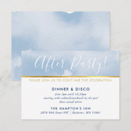 パーティー・セレブレーションカード ゴールド パステルブルー 水彩画 招待状