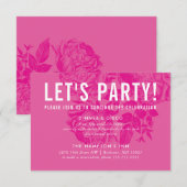 パーティー セレブレーション カード モダン フラワープリtty ピンク (正面/裏面)