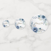 パーティー ダスティーブルー ウォーターカラー フラワー シルバー エレガント コンフェッティ (裏面)