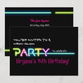 パーティー ネオン グロー ライト レイブ クラブ パーティー 招待 招待状 (正面/裏面)