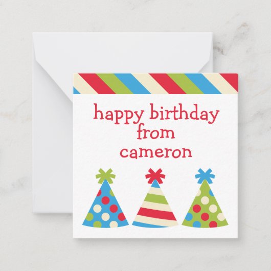 パーティー ハット 個人用 ギフト 封筒 カード (正面)