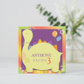 パーティー ハット 恐竜 かわいい 子供の誕生日パーティー 招待状 (スタンド正面)