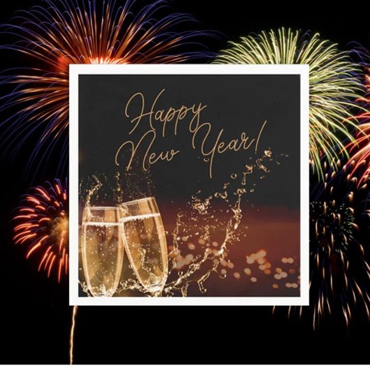 パーティー!ハッピーニューイヤーナプキンズ スタンダードカクテルナプキン