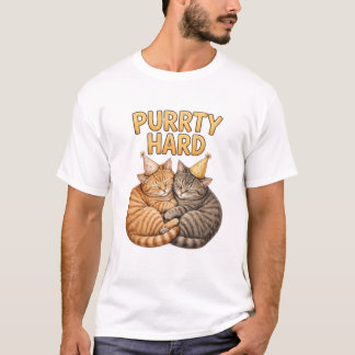 パーティー・ハードにゃん — 誕生日帽子をかぶったパーティーキャットの面白いデザイン Tシャツ