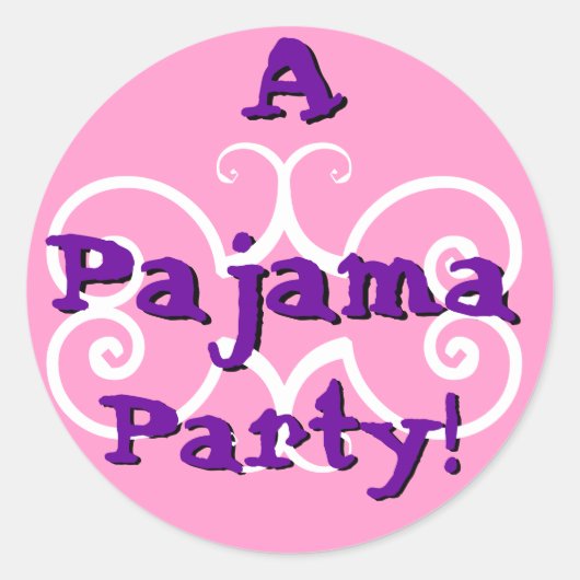 パーティー – パジャマパーティーとフェスティバル円ステッカー ラウンドシール (正面)