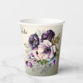 パーティー パープル ピンク 花 ゴールド エレガント 紙コップ (裏面)