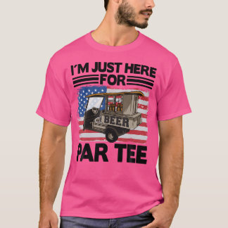 パーティー+ビールカートゴルフカートが楽しい Tシャツ