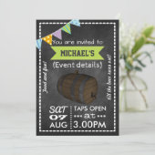 パーティー　ビール樽　個人的な　レトロ　黒板　招待状 招待状 (スタンド正面)