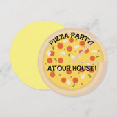 パーティー ピザ！丸型カスタム招待状 招待状 (正面/裏面)