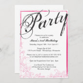 パーティー(ピンク) 招待状 (正面/裏面)