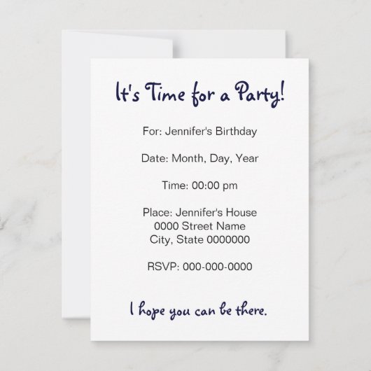 パーティー·フィッシュ招待状 招待状 (裏面)