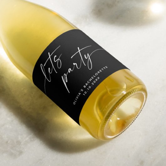 パーティー。ブラックスクリプモダントバチェロレッテ スパークリングワインラベル