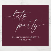 パーティー。ブルゴーニュモダンー文字バチェロレッテ スパークリングワインラベル (シングルラベル)