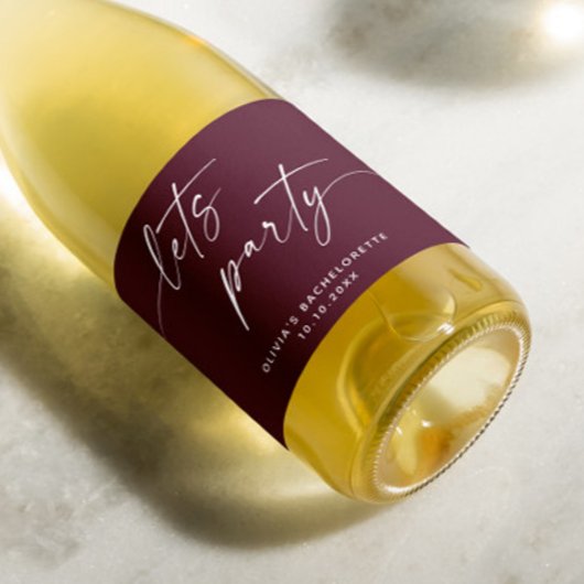 パーティー。ブルゴーニュモダンー文字バチェロレッテ スパークリングワインラベル