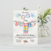 パーティー・プール・誕生日・洗濯物干し 招待状 (スタンド正面)