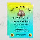 パーティー·ポーパー·エモジの誕生日パーティーの招待 招待状 (正面/裏面)
