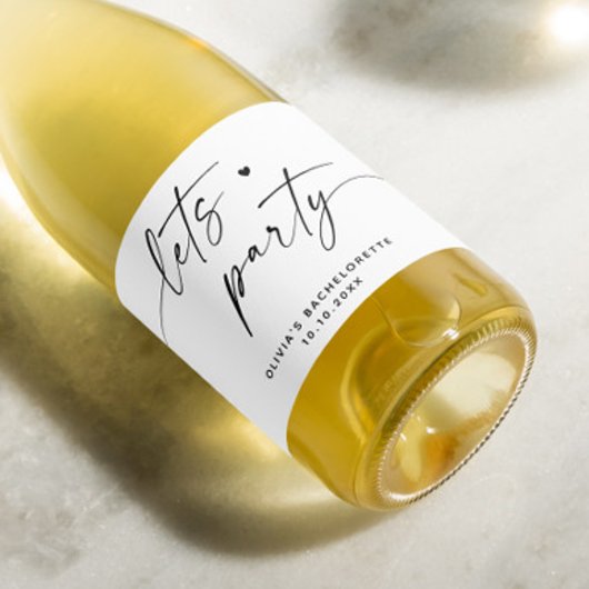 パーティー。モダンスシンプルクリプトバチェロレッテ スパークリングワインラベル