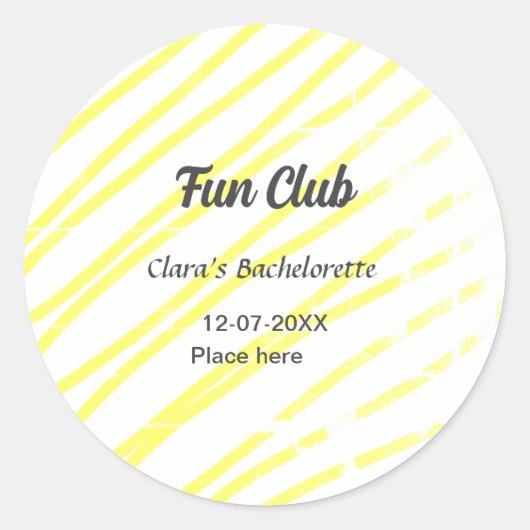 パーティー ライン 黄色 バックグラウンド ラウンドシール (正面)