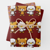 パーティー、山形および赤 ラッピングペーパーシート (インサイチュ)