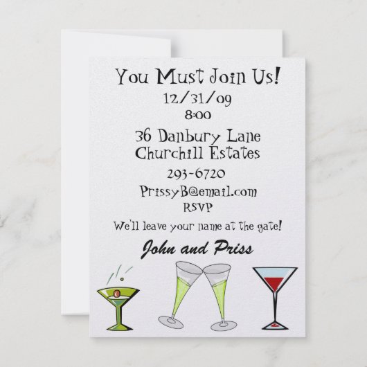 パーティー 招待状 (裏面)