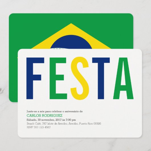 パーティー: 招待状: ブラジル: ペルーの旗 招待状 (正面/裏面)