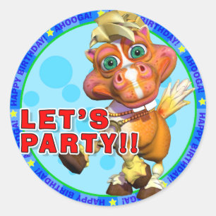 パーティー!!誕生日のバッキー付きシール ラウンドシール