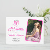 パーティー 誕生日 お祝い 50歳 ピンク ブラック 50回目 招待状 (スタンド正面)