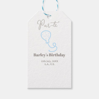 パーティー 誕生日 グレー ブルー 風船 落書き 名前 ギフトタグ