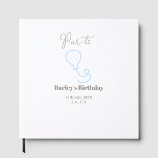 パーティー 誕生日 グレー ブルー 風船 落書き 名前 ゲストブック