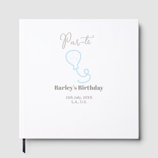 パーティー 誕生日 グレー ブルー 風船 落書き 名前 ゲストブック (正面)