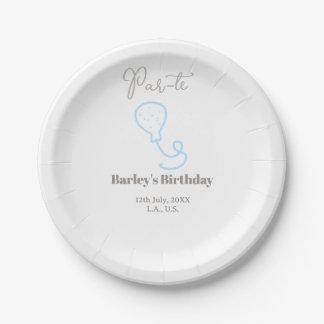 パーティー 誕生日 グレー ブルー 風船 落書き 名前 ペーパープレート