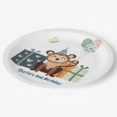 パーティー,贈り物と気球を持つサル ペーパープレート (アングル)