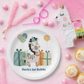 パーティー、贈り物と風船のゼブラ ペーパープレート (パーティー)