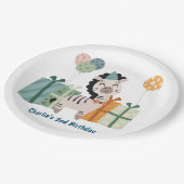 パーティー、贈り物と風船のゼブラ ペーパープレート (アングル)