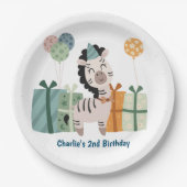 パーティー、贈り物と風船のゼブラ ペーパープレート (正面)