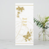 パーティー·金ゴールド·バタフライ·フローラ白 招待状 (スタンド正面)