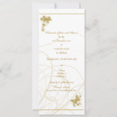 パーティー·金ゴールド·バタフライ·フローラ白 招待状 (裏面)