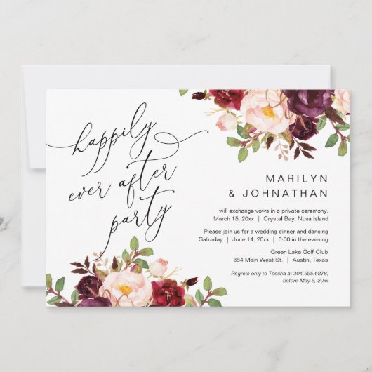 パーティー、駆け落ち、ブルゴーニュの後は幸せに 招待状 (正面)