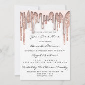 パーティー 16歳 赤いキス 唇 ローズ グリッター 白 グラム 招待状 (裏面)