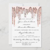 パーティー 16歳 赤いキス 唇 ローズ グリッター 白 茶色 招待状 (裏面)