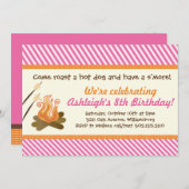 パーティーbyキャンプファイア（ピンク）誕生日パーティー 招待状 (正面/裏面)