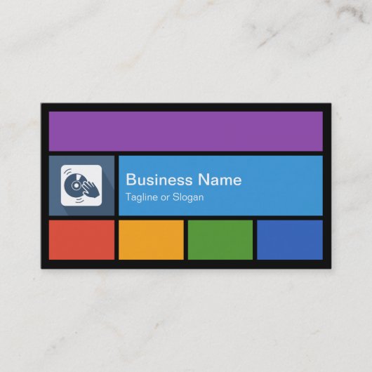 パーティーDJディスクジョッキー – Tilesカラフルクリエイティブ 名刺 (正面)