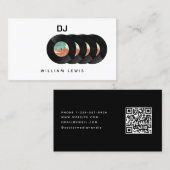 パーティーDJディージェイレトロレコードQRコード 名刺 (正面/裏面)