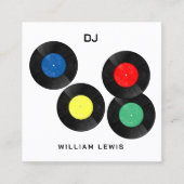 パーティーDJレトロビニールレコード2QRコード スクエア名刺 (正面)